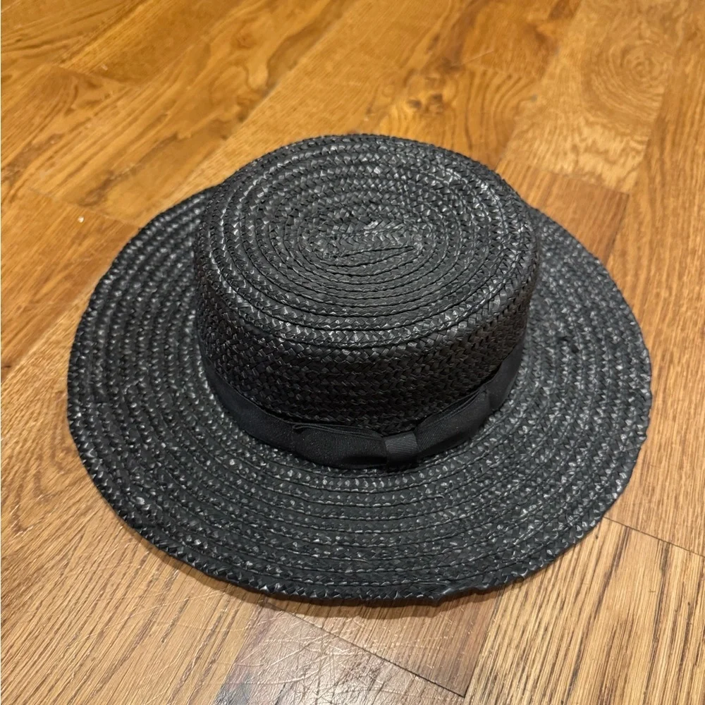 Lack of Color- Black Straw Spencer boat Hat - Picture 2 of 6